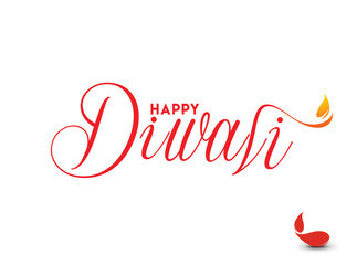 Canvas Print - Happy Diwali text design. Abstract vector illustration.