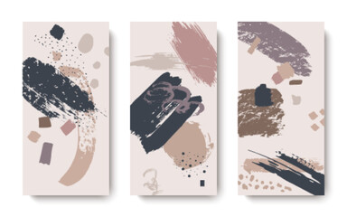 Aufkleber - A set of universal handmade cards. Design of leaflets, posters, posters, invitations, brochures. Artistic creative templates. Abstract modern style