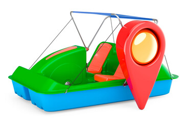 Sticker - Paddle boat with map pointer, 3D rendering