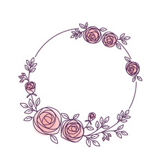 Wall Mural - Hand drawn rose frame illustration