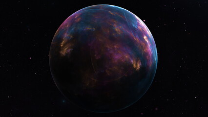 Wall Mural - fantasy is an abstract planet in space against the background of stars and galaxies. 3d illustration