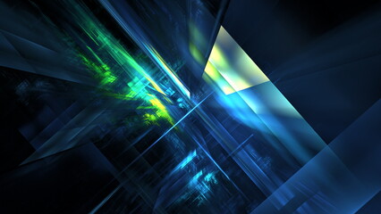 Fototapete - Digital abstract background. Cloud technologies, big data computing, glowing elements. 3d illustration