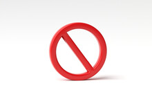 Red Forbidden Sign Isolated On White Background. 3D Rendering, 3D Illustration.