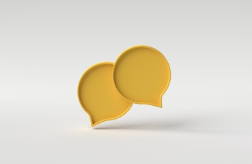Poster - Speech bubble chat icon on white background. bubble talk or comment sign symbol. Minimal message box cartoon. 3D rendering, 3D illustration.