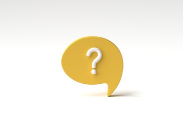 Fototapete - Social media notification with question mark icon on white background. FAQ symbol concept. 3D render, 3D illustration.