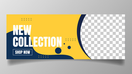 Wall Mural - fashion sale banner design for social media in yellow and blue color