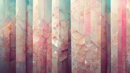 3 d render. Lightened slices marble onyx. Horizontal image. Warm pink colors. Beautiful close up background