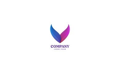 Poster - Abstract logo creation. Design symbol V with gradient blue and magenta. Vector illustration