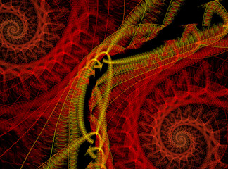 Poster - Fractal spiral. Abstract fractal patterns and shapes. Dynamic flowing natural forms.
