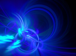 Poster - Rendering abstract blue fractal light background. Computer generated image for elegant background or high tech design