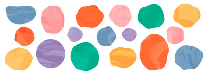 Wall Mural - irregular asymmetric organic stone shape collage. gem pebble with texture isolated vector elements. 