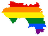 Fototapeta  - Guinea map with pride rainbow LGBT flag colors