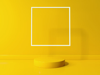 Poster - podium with a square frame in a room - 3d render
