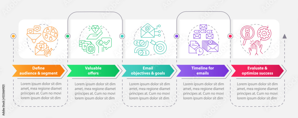 Lead nurturing campaign rectangle infographic template. Contacts. Data ...