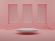 Podium mockup for product presentation, 3d rendering, pink background
