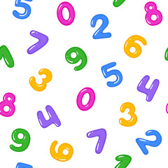 Kids seamless pattern with colorful cartoon numerals. Nursery theme wallpaper.