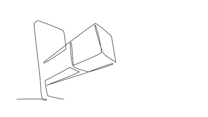 Poster - Animated self drawing of continuous line draw package box out of smartphone screen. Online delivery phone concept. Fast respond delivery package shipping on mobile. Full length one line animation.