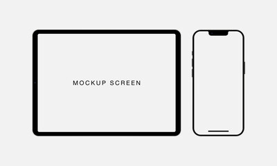 Aufkleber - Realistic mockup tablet and smartphone with empty screens. Phone and tablet mockup in front. Realistic style. Vector EPS 10