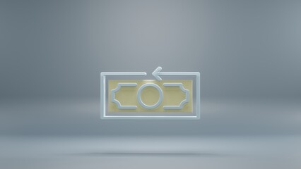 Aufkleber - Beautiful abstract Money Back yellow light symbol icons on a blue background. 3d rendering illustration. Background pattern for design. Online Shopping.