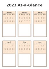 Elegant 2023 At-a-Glance Planner Template Sheet. Minimalist Planner Page Template. Modern planner template sheet.