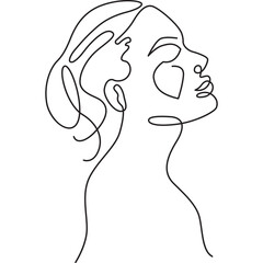 Wall Mural - Low messy bun with eyes closed woman minimal line art