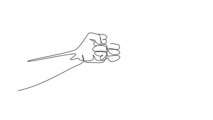 Poster - Animated self drawing of continuous line draw two hands make fist bump. Symbol of power, hitting, attack, force. Communication with hand gestures. Nonverbal signs. Full length single line animation