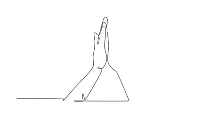 Poster - Animated self drawing of continuous line draw hands icons and symbols. Emoji hand icons in internet platform chat. Communication with hand gestures. Nonverbal signs. Full length single line animation