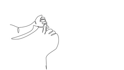 Poster - animated self drawing of single continuous line draw parent hands holding newborn baby fingers. clos