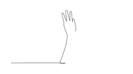 Wall Mural - Self drawing animation of single line draw third place symbol. Number three hand count. Learn to count numbers. Concept of education for children. Continuous line draw. Full length animated