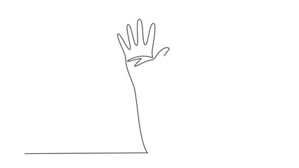Poster - Animated self drawing of single continuous line draw hand count number five. Learn to count numbers. Concept of education for children. Nonverbal signs or symbols. Full length one line animation
