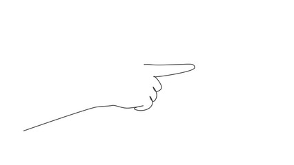 Poster - Self drawing animation of single line draw hand making gun gesture. Hand shot sign or symbol. Nonverbal or touching hand symbol. Hand shape concept. Continuous line draw. Full length animated
