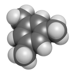 Sticker - Mesitylene aromatic hydrocarbon molecule. Important solvent in chemical industry and volatile organic compound (VOC) pollutant in the environment.