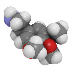 Wall Mural - Mescaline peyote psychedelic molecule, chemical structure