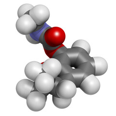 Sticker - Carbofuran carbamate pesticide molecule. Insecticide that is also highly toxic to humans and wildlife.