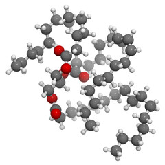 Wall Mural - Saturated animal fat triglyceride (butter, cheese, beef, etc) molecule