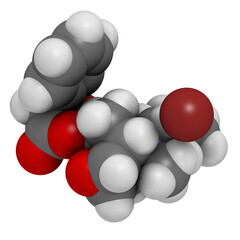 Poster - Butylscopolamine (butylhyoscine) bromide abdominal and menstrual cramps drug, chemical structure.