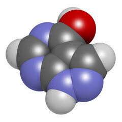 Poster - Allopurinol gout drug, chemical structure.