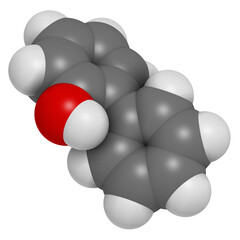 Poster - 2-phenylphenol preservative molecule. Biocide used as food additive, preservative, and disinfectant.