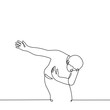 © Kamila Bay - man in bow with hand raised to the side - one line drawing vector. concept artist bows after his performance