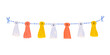 Colorful garland isolated on white. Set of decorations. Vector sketch.