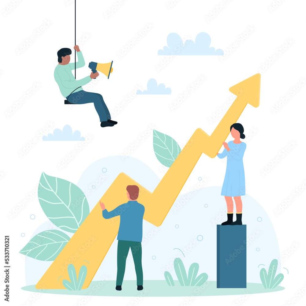 Graph arrow of stock market growing up vector illustration. Cartoon ...