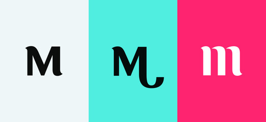Leinwandbilder - Set of letter M minimal logo icon design template elements