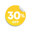 © Tatiana - 30% off. Sticker for prices. Marketing for sales, offers, promotion. Outlet, retail, stores. Social media use, banner, poster