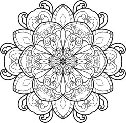 Wall Mural - Black and white Mandala illustration Hand drawn outline Mandala