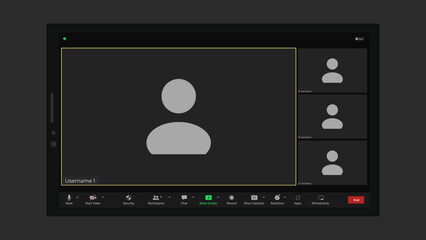 Video conference user interface. Application for social communication. Call Window App template. Video Call. Vector UI screen.