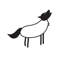 Wolf Holwing Vector Illustration - Black White Icon