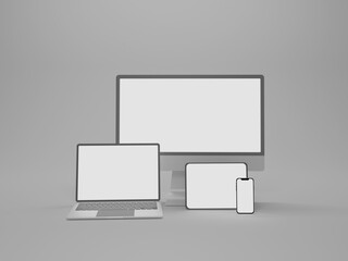 responsive website presentation mockup with 3d rendering. multidevice