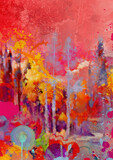 Fototapeta Młodzieżowe - Fall colors. Abstract watercolor design background