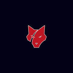 Sticker - red wolf head vector illustration for icon, symbol or logo
