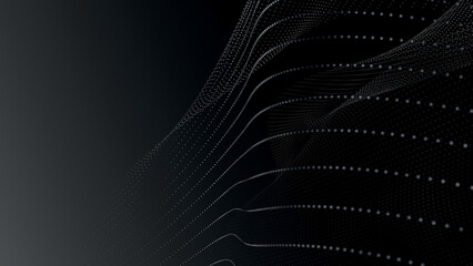 Poster - Futuristic point wave. Digital wave of particles. Technology background vector. Cyberspace grid. Vector illustration.